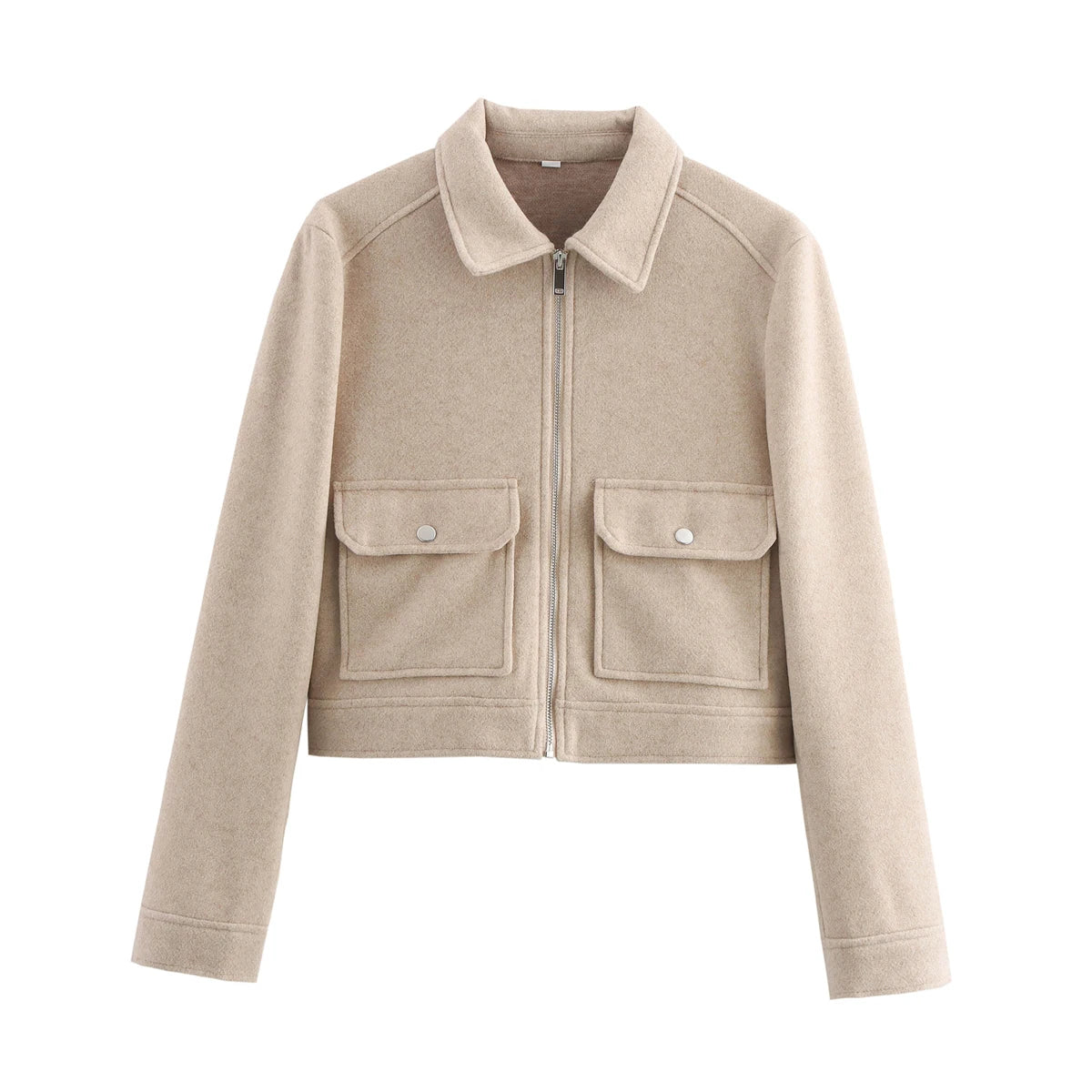 Zipper Winter Long Sleeve Pocket Outerwear Elegant Jacket Coat