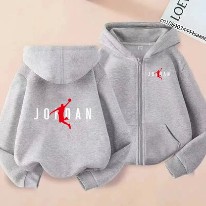 Zipper Style Hoodie 3-12Yrs Casual Sports Sweatshirt