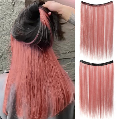 20 Inch Long Synthetic Straight Clip-In Hair Extensions