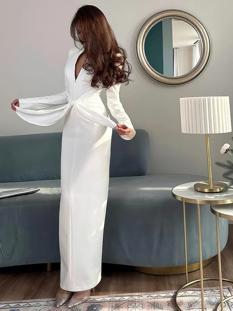 Full Sleeve Splits Elegant Long Dress