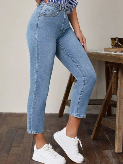 High Waist Straight Leg Pants Jeans