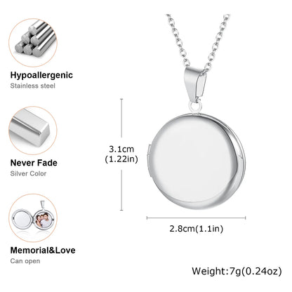 Photo Frame Glossy Stainless Steel Necklaces