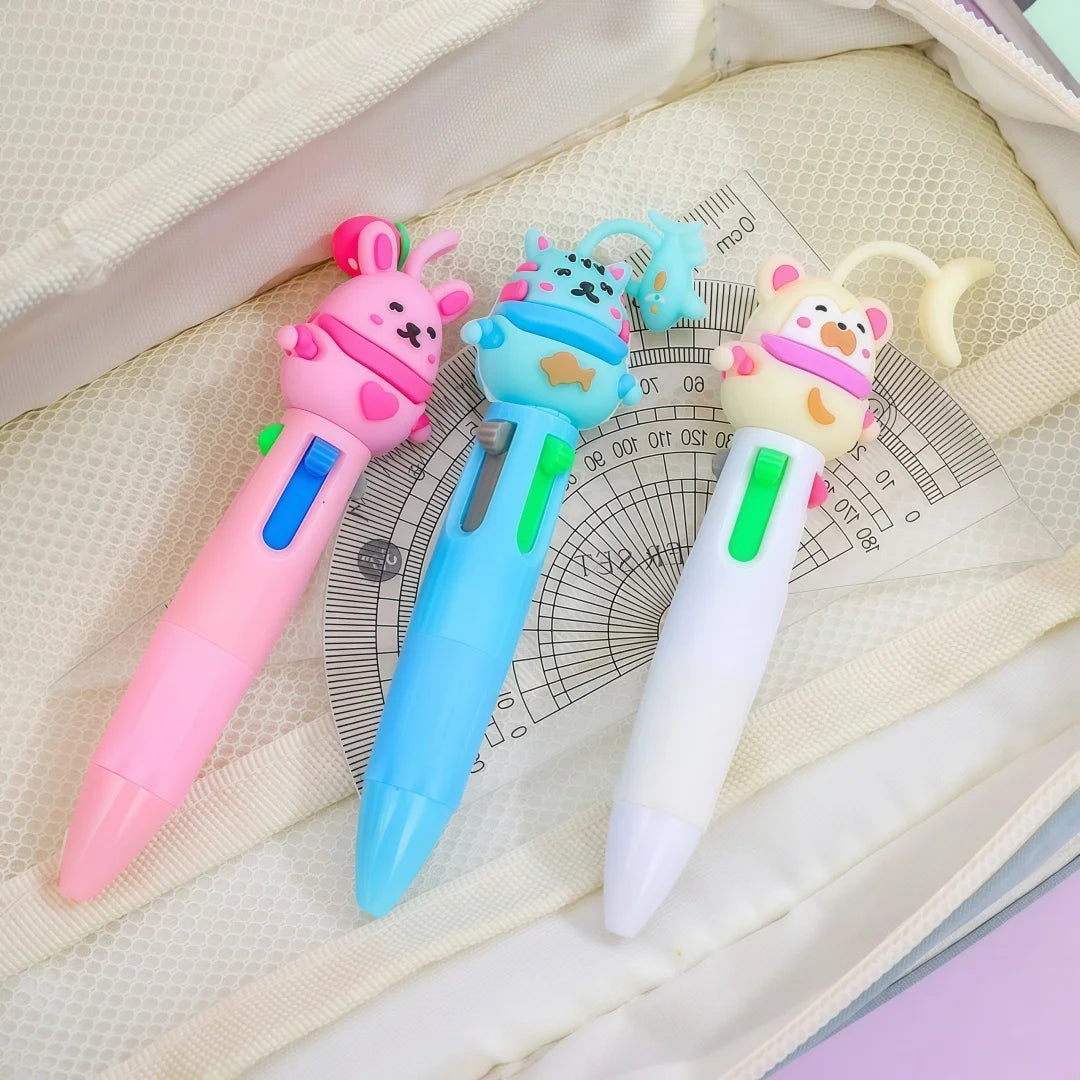 1-30Pcs Cute Pet Cartoon Four-Color Ballpoint Pen