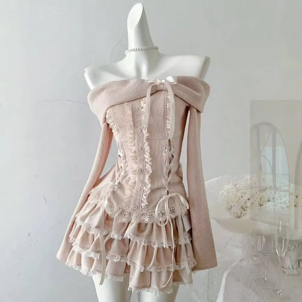 Suéter de cuello en V coqueto, manga larga, estilo pullover