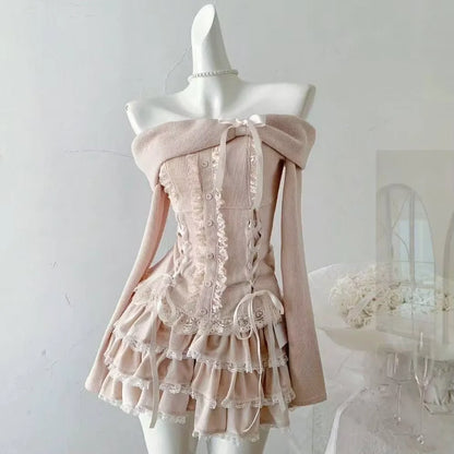 Suéter de cuello en V coqueto, manga larga, estilo pullover