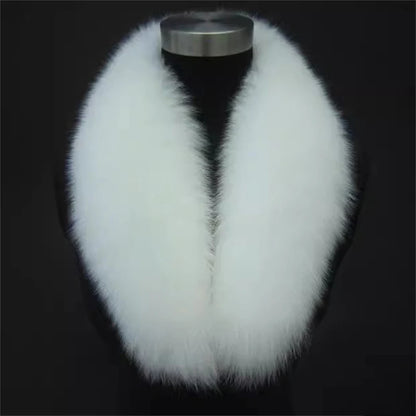 Bufanda con cuello de piel auténtica de mapache y zorro de color natural