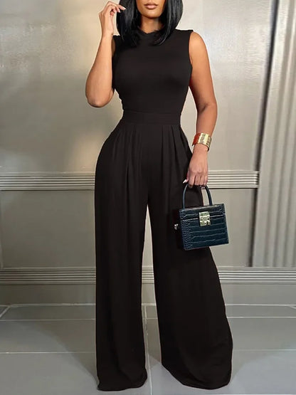 Wide Leg Long Sleeveless Bodysuits Jumpsuits Trousers