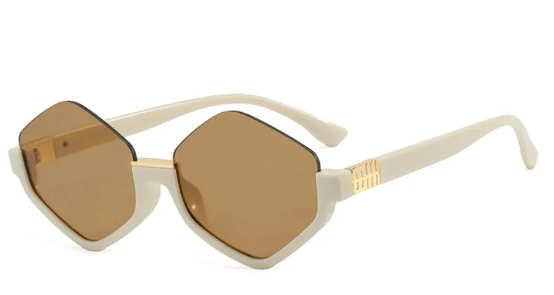 Diamond Half-Frame Polygonal Personalized Sunglasses