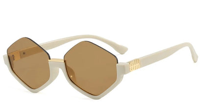 Diamond Half-Frame Polygonal Personalized Sunglasses