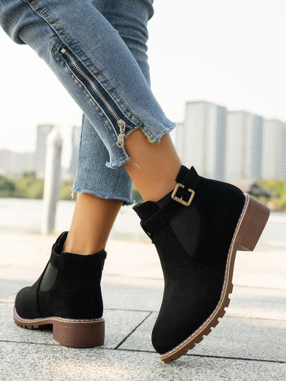 High Quality Belt Buckle Plus Size Modern Round Toe Naked Boots