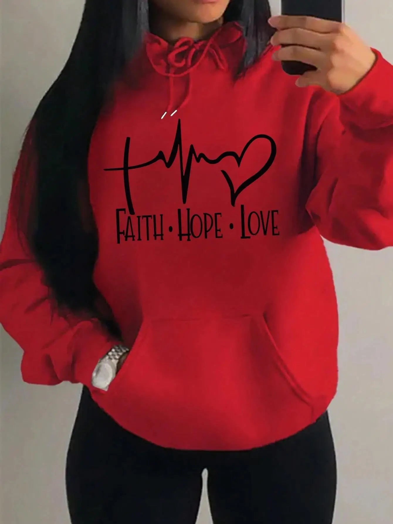 Faith Hope Love Letter Graphic Fleece Pullover