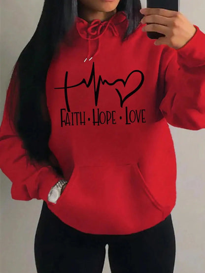 Faith Hope Love Letter Graphic Fleece Pullover