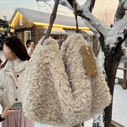 Autumn Winter Luxury Imitation Lamb Wool Shoulder Bag Handbag