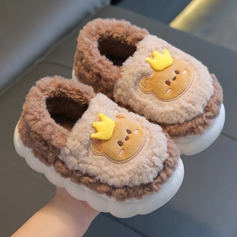 Cute Cartoon Winter Plush Toddler Non-slip Cotton 1-10 Years Slippers