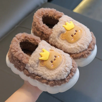 Cute Cartoon Winter Plush Toddler Non-slip Cotton 1-10 Years Slippers