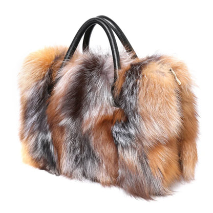 Real Fox Fur Large Size Plush Crossbody Luxury Handbags Fluffy Tote Bag