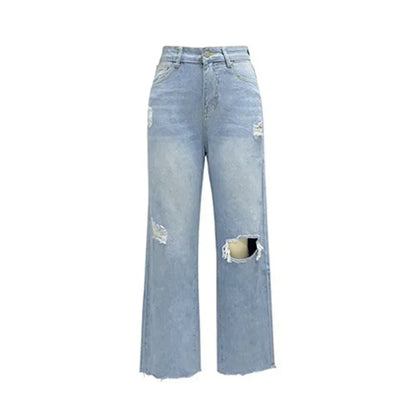 Knee Broken Holes Trend Straight Jeans