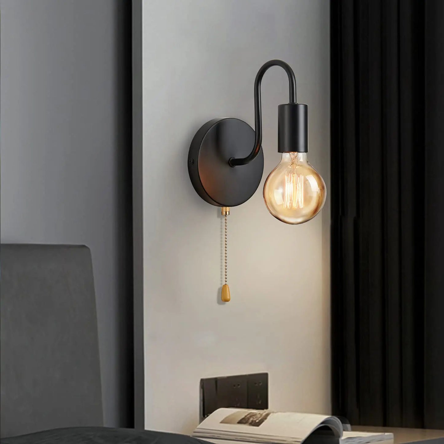 Nordic Industrial Wall Lamp Iron Black E27 Indoor Lighting