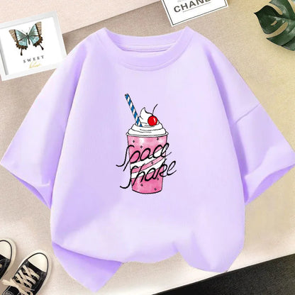 Cute Strawberry Milk Shake Cartoon T-shirt