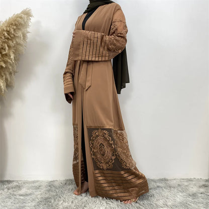 Luxury Gold Rhinestones Muslim Dress Kaftan Abaya