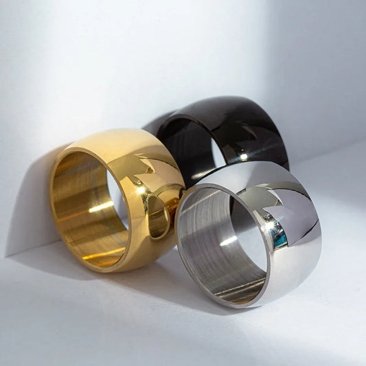 12mm Smooth Stainless Steel Classic Gold Couple Rings