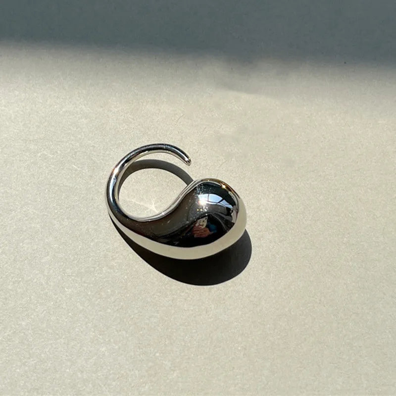 Stainless Steel Irregular Geometric Open Gold Texture Ring