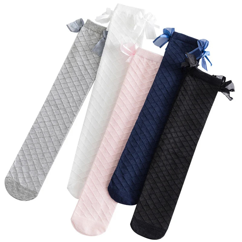 Knee High Golf Cotton Bow Long Stitch Sock