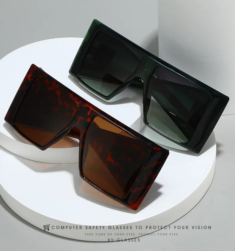 Unique Shield Shaped Square Oversized Sunglasses