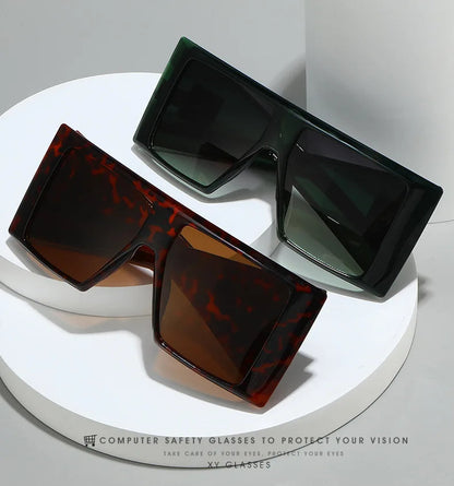 Unique Shield Shaped Square Oversized Sunglasses