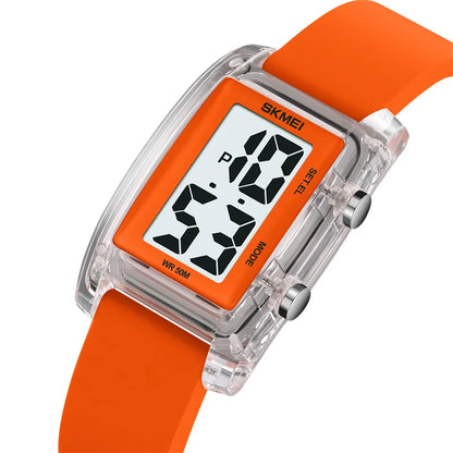 Digital with Date Week Display Silicone Strap LED Light Waterproof Wristwatch