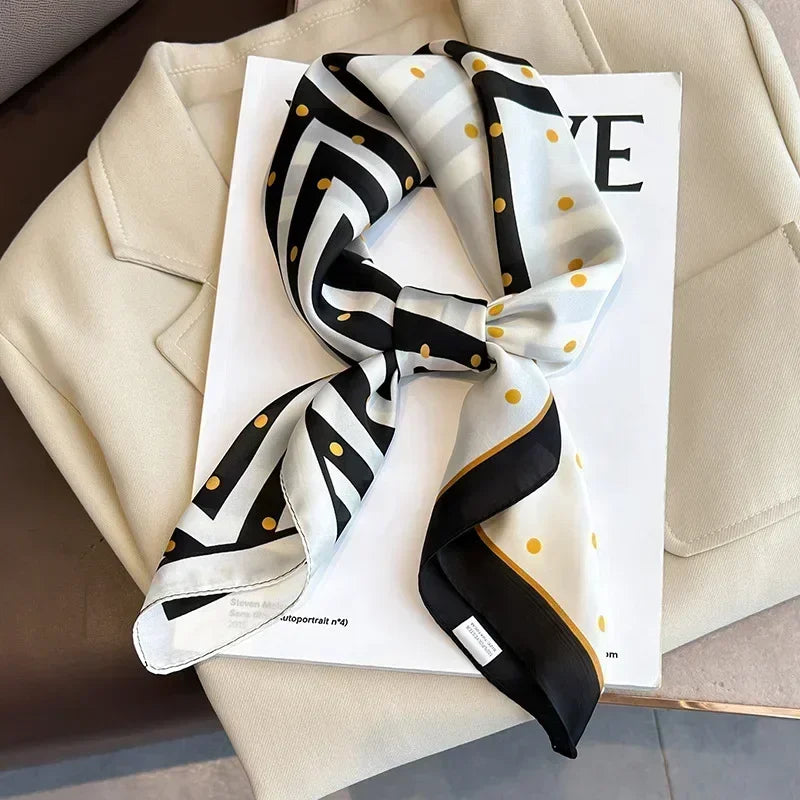 Luxury Silk Square Scarf Soft Satin Horse Hairband Hijab Headband Shawl