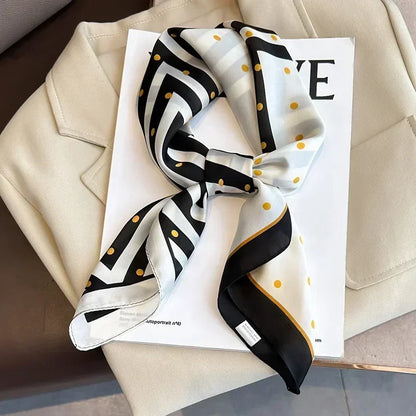 Luxury Silk Square Scarf Soft Satin Horse Hairband Hijab Headband Shawl