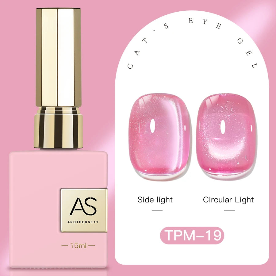 15ml Peachy Whimsy Pink Cat Eye Gel Nail Polish Glitter