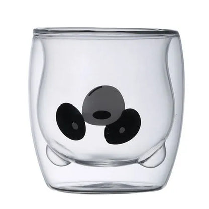 Cute Bear Double-layer Coffee Mug Double Glass Cup with Handle Mug