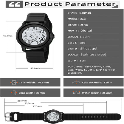 Unisex Digital Carton Rabbit LED Waterproof Watches