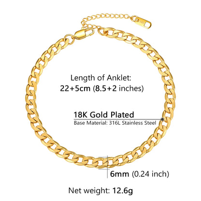 U7 Ankle Cuban Link Snake Figaro Bracelets
