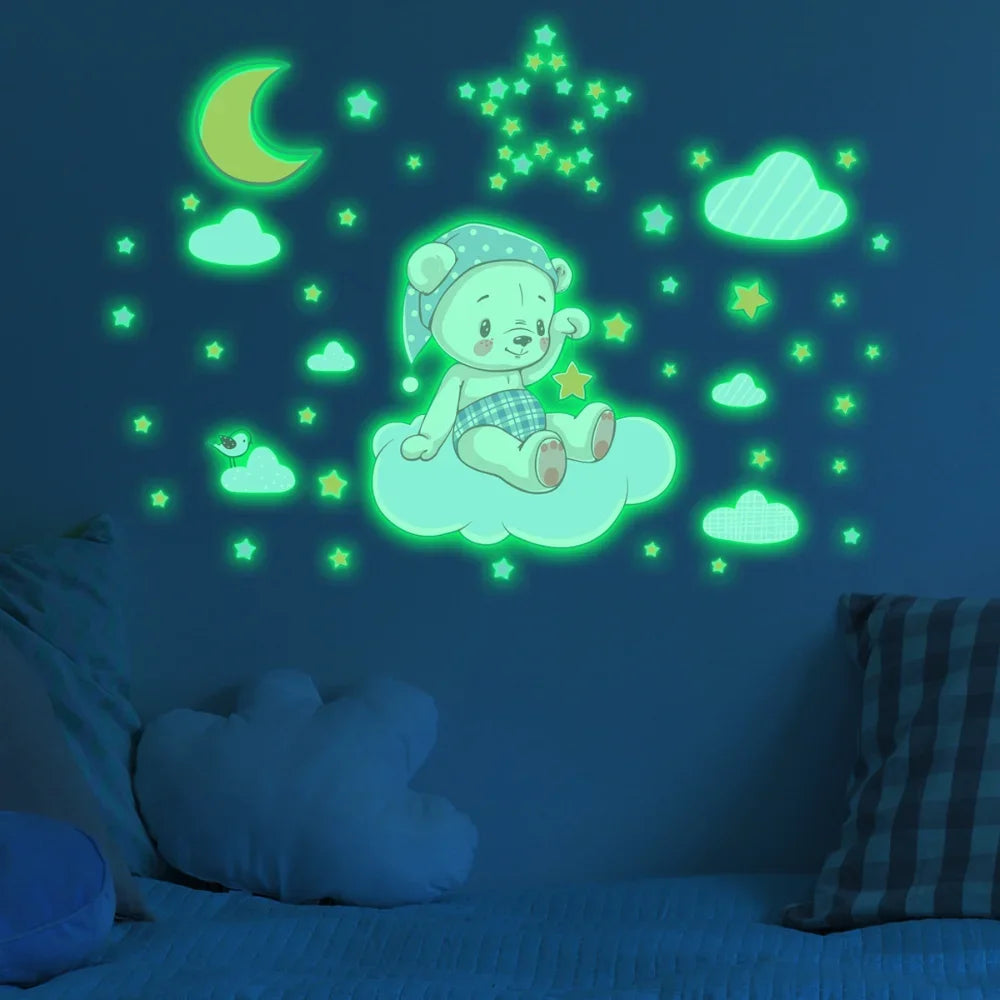 Cartoon Bunny Balloon Luminous Wall Stickers