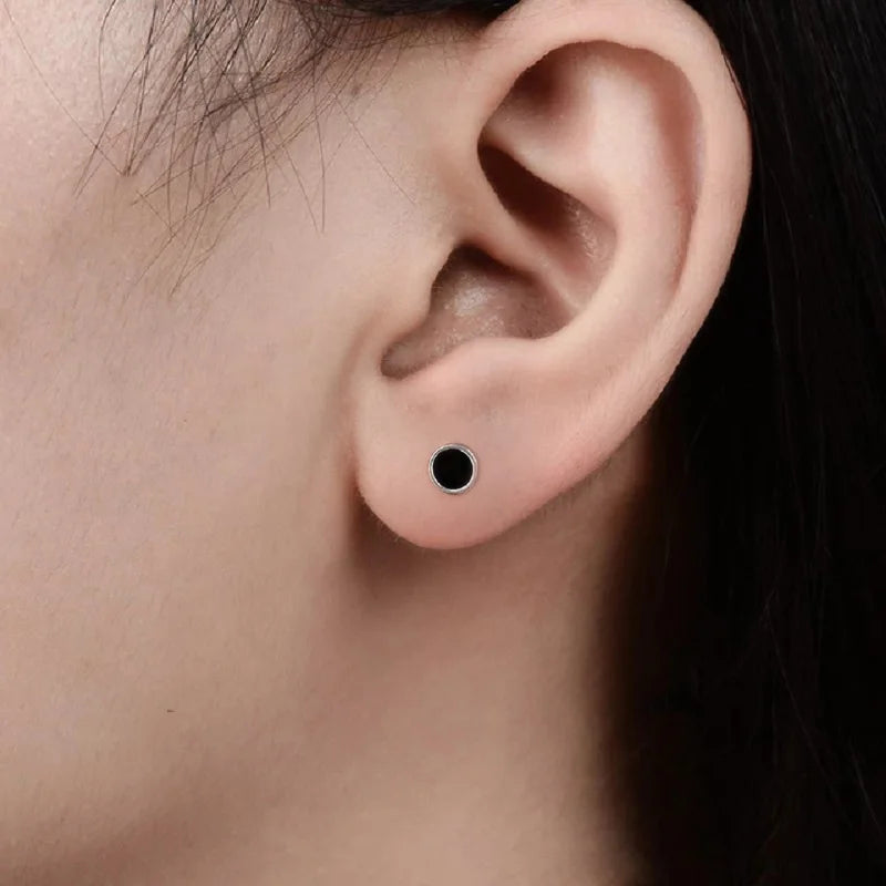 2Pcs Surgical Steel Crystal Screw Ball Stud Earrings