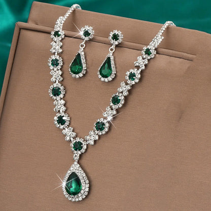 Copper Claw Chain Water Drop Necklace Jewelry Set