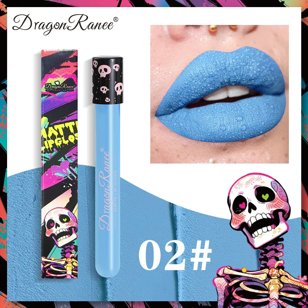 12 Color Halloween Lip Gloss Makeup Black Green Purple Waterproof Matte Lipstick
