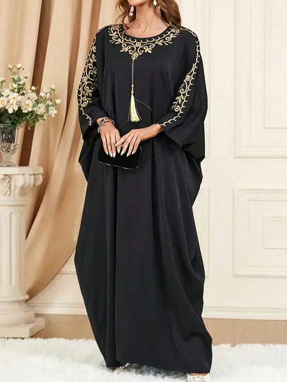 Elegant Long-Sleeved Plus Size Arabic Robe Dress