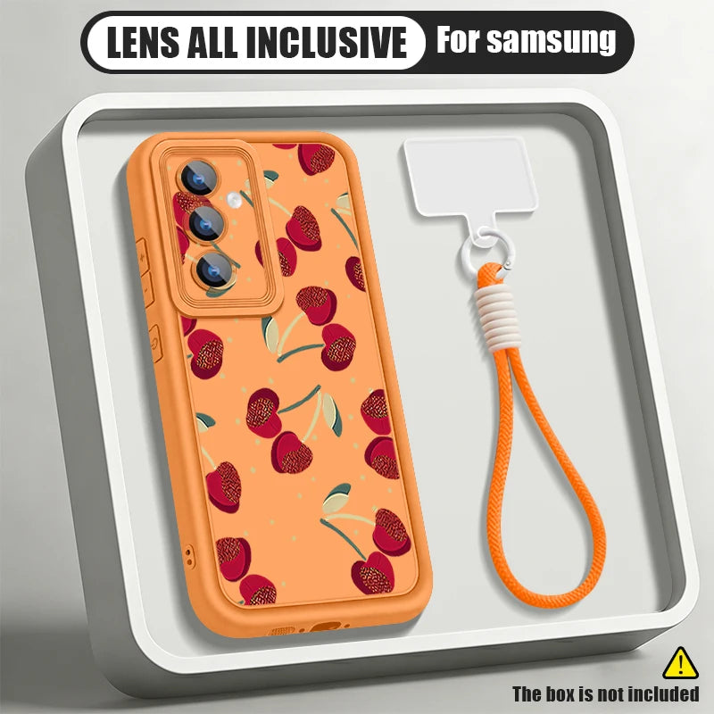 Little Cherry Pattern Lanyard Phone Case For Samsung Galaxy Edge Soft Strap Cover