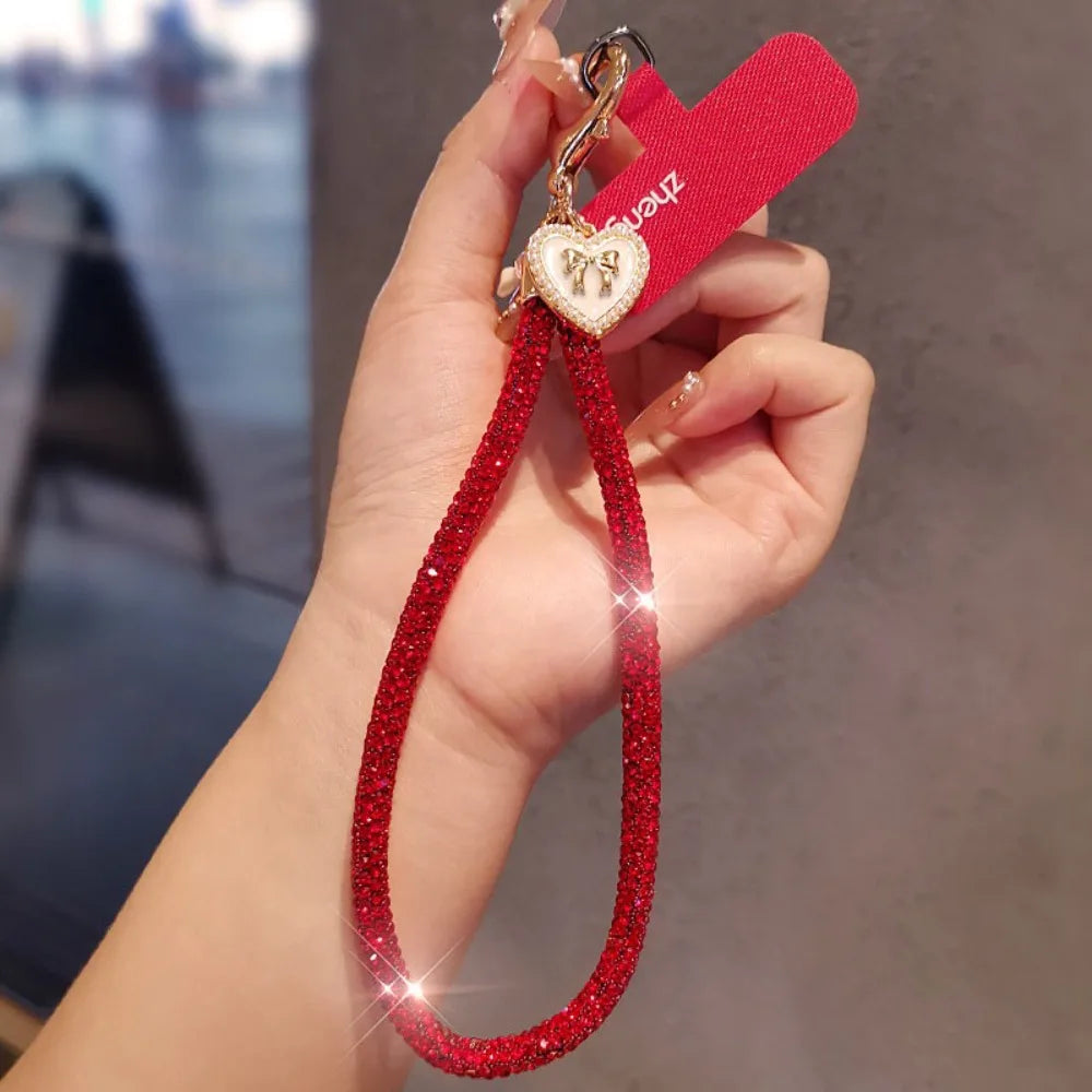 Hanging Cord Glitter Rhinestone Phone Lanyard Handheld Short Wrist Style Diamond