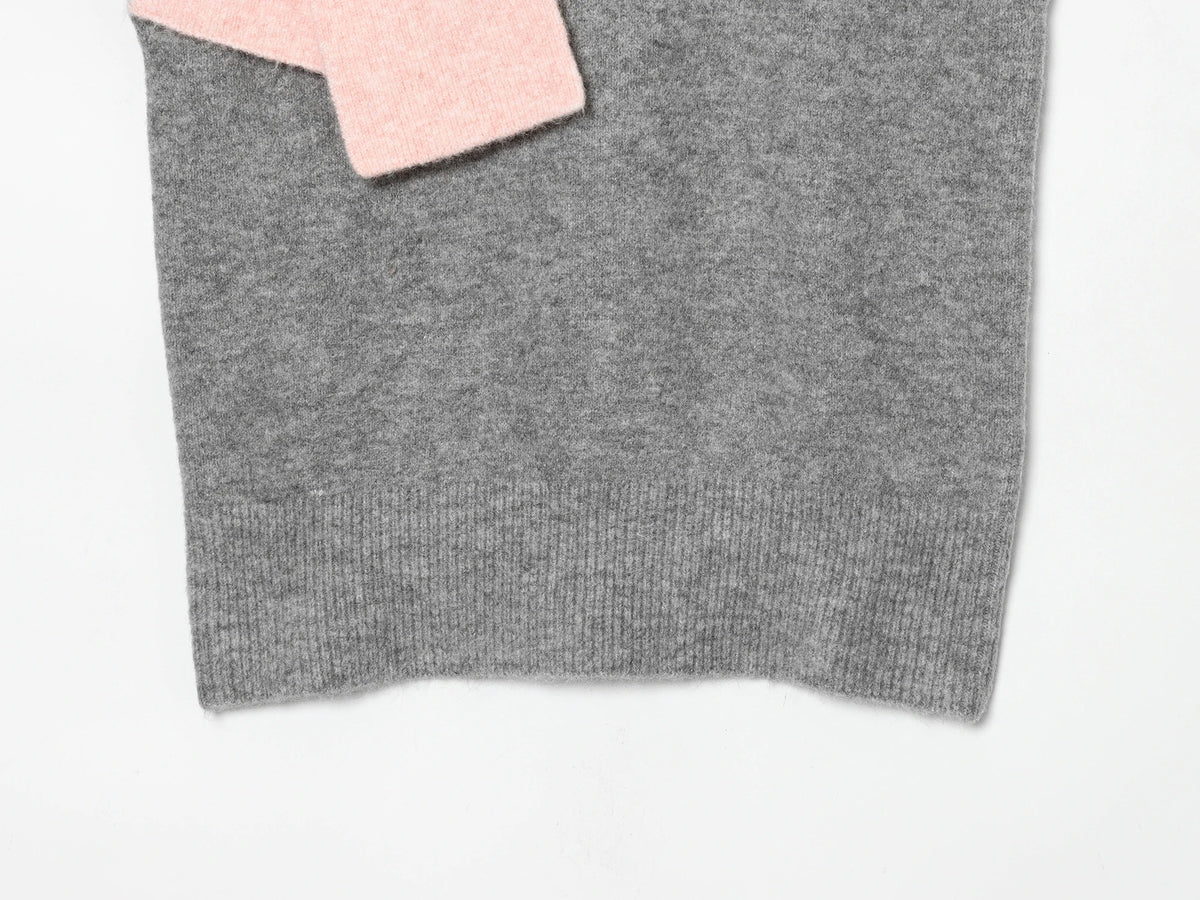 Sweet big bow Korean O-neck warm knitted pullover chic sweater vest