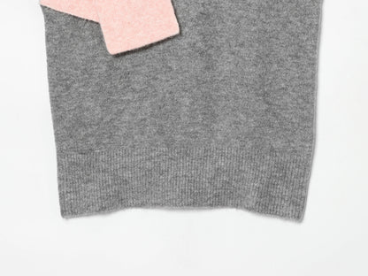 Sweet big bow Korean O-neck warm knitted pullover chic sweater vest