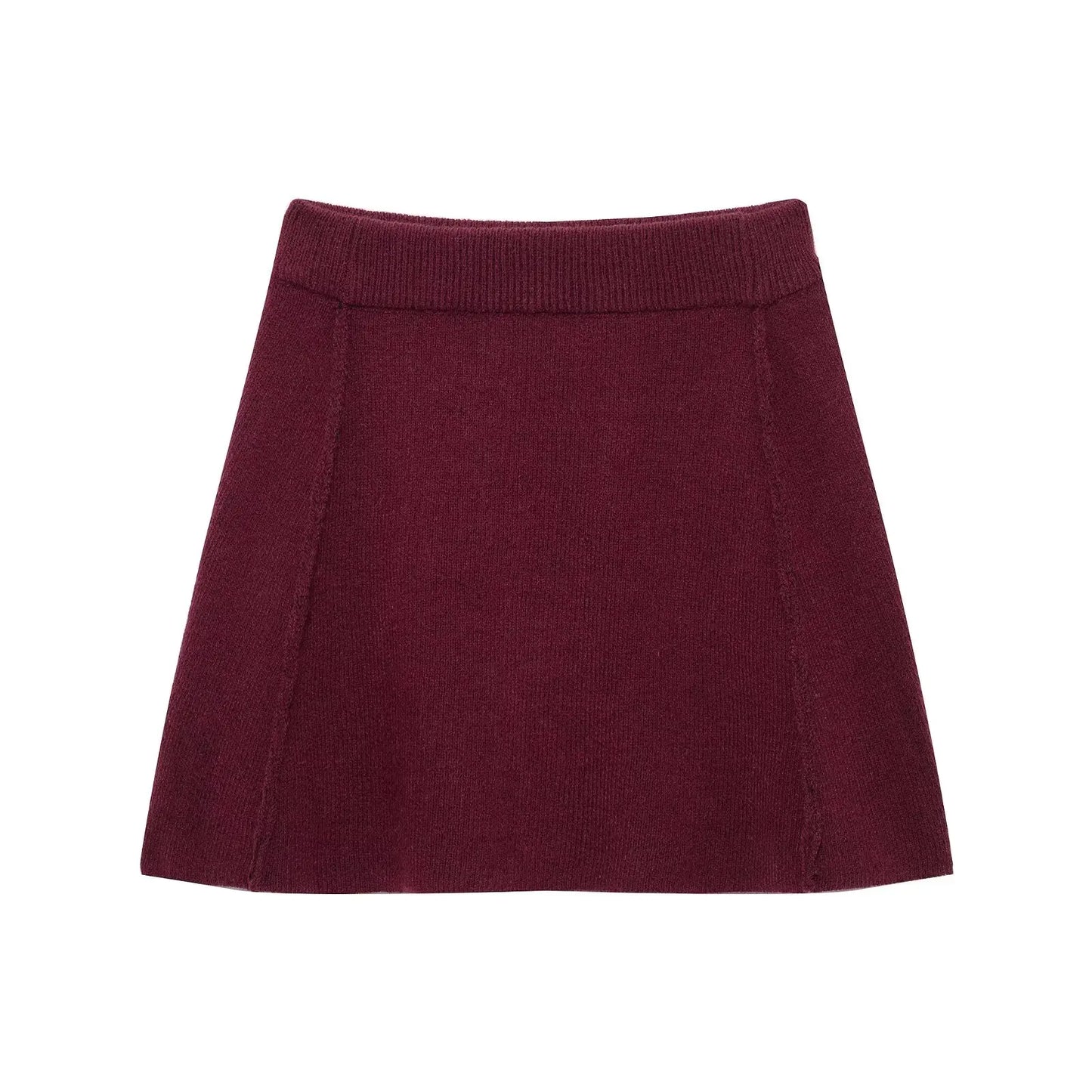 Falda mini ajustada de punto de manga larga con cuello redondo