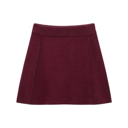 Falda mini ajustada de punto de manga larga con cuello redondo