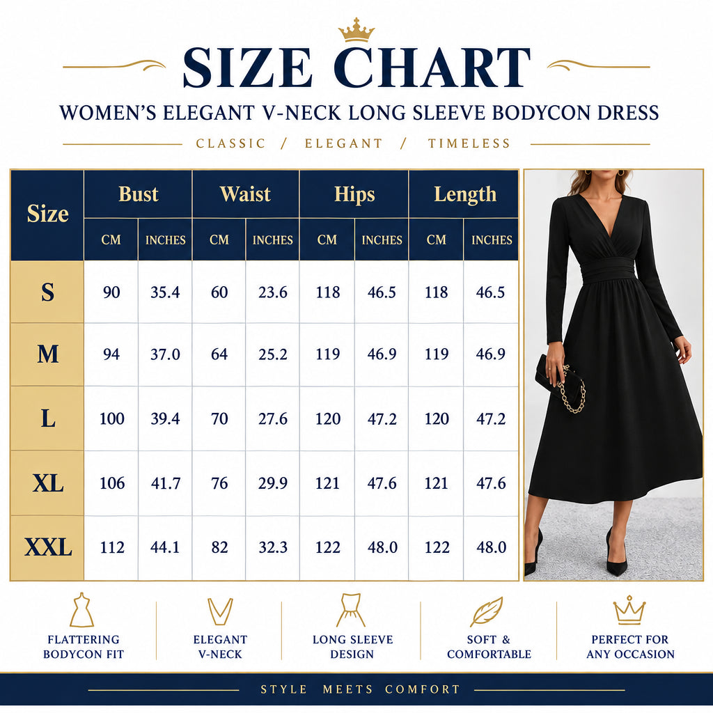 Elegant V-Neck Long Sleeve with Waist Shirring Bodycon Long Maxi Dress