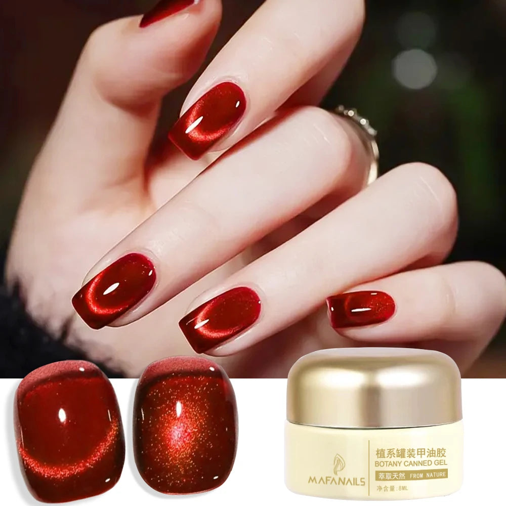 10ml/Bottle Ruby Red Cat Eye Gel Nail Polish Wine Red Cherry Dopamine Glitter Nail Gel