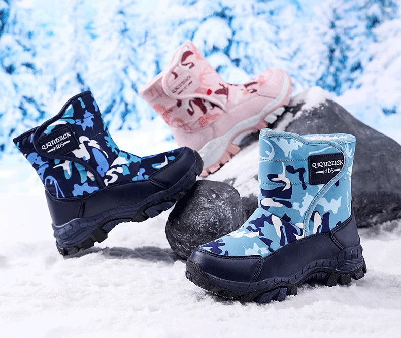 Snow Winter Plush Waterproof Fabric Non-Slip Rubber Sole Boots